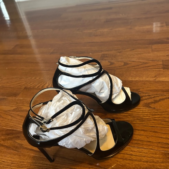 Jimmy Choo Black Patent Strappy Heels - Picture 2 of 9